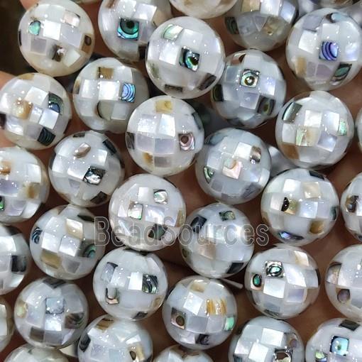 Mother of Pearl Beads with Abalone, faceted round
