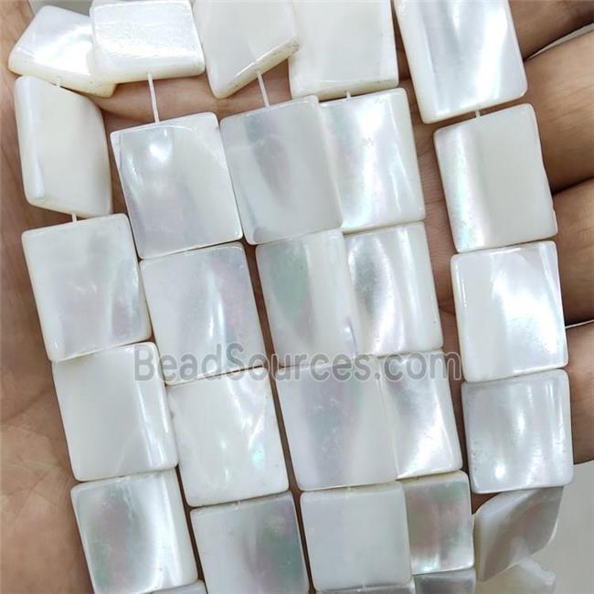 White MOP Shell Rectangle Beads