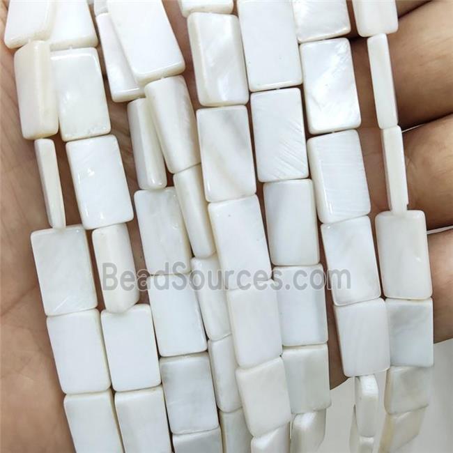 White Sea Shell Rectangle Beads