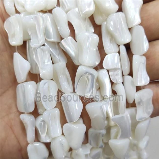 White Sea Shell Beads Freeform