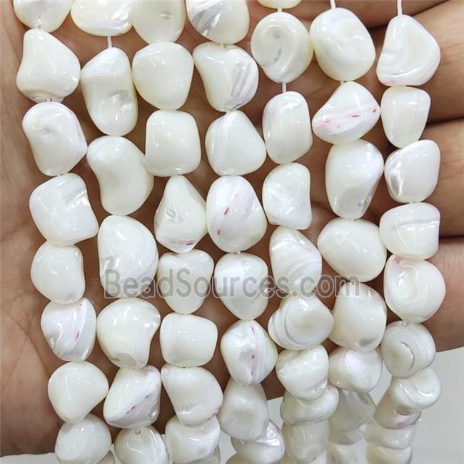 White Sea Shell Beads Freeform