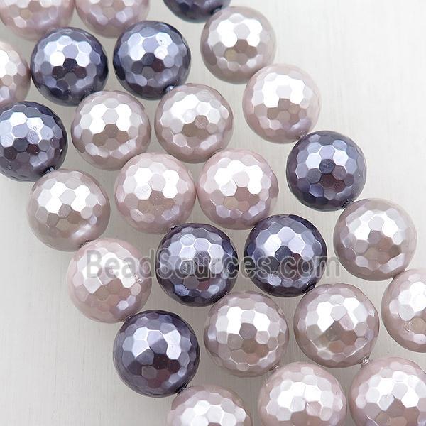 pearlized shell beads, faceted round, mixed color