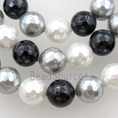 pearlized shell beads, faceted round, mixed color