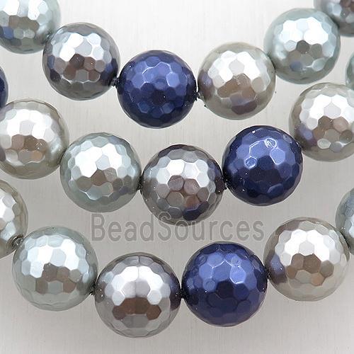 pearlized shell beads, faceted round, mixed color