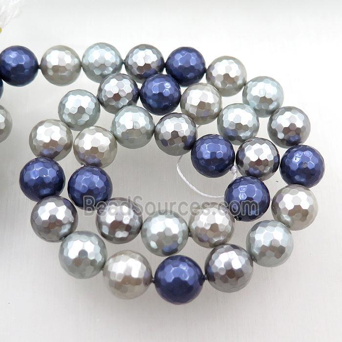 pearlized shell beads, faceted round, mixed color