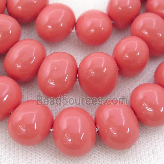 red Pearlized Shell potato Beads