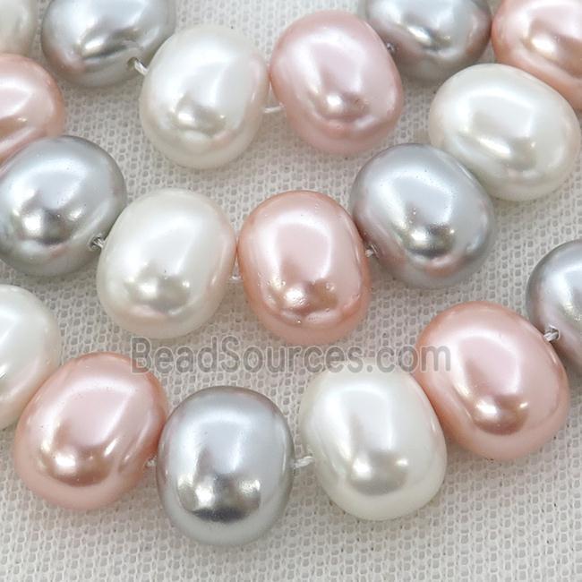 Pearlized Shell potato Beads, mix color