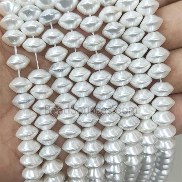 White Pearlized Shell Beads Rondelle
