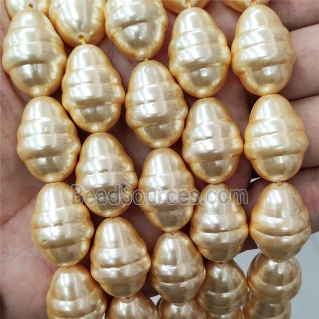 Pearlized Shell Teardrop Beads Ltgold