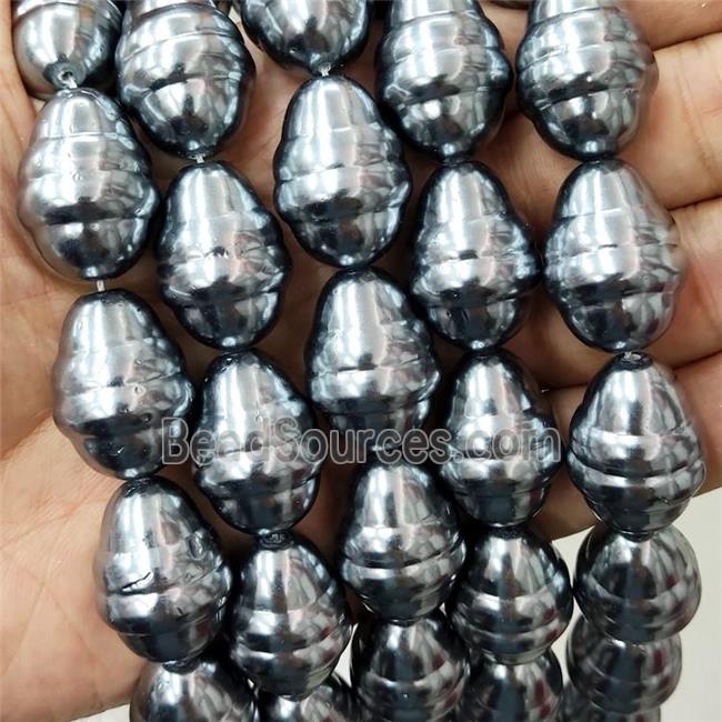 Pearlized Shell Teardrop Beads Deepgray