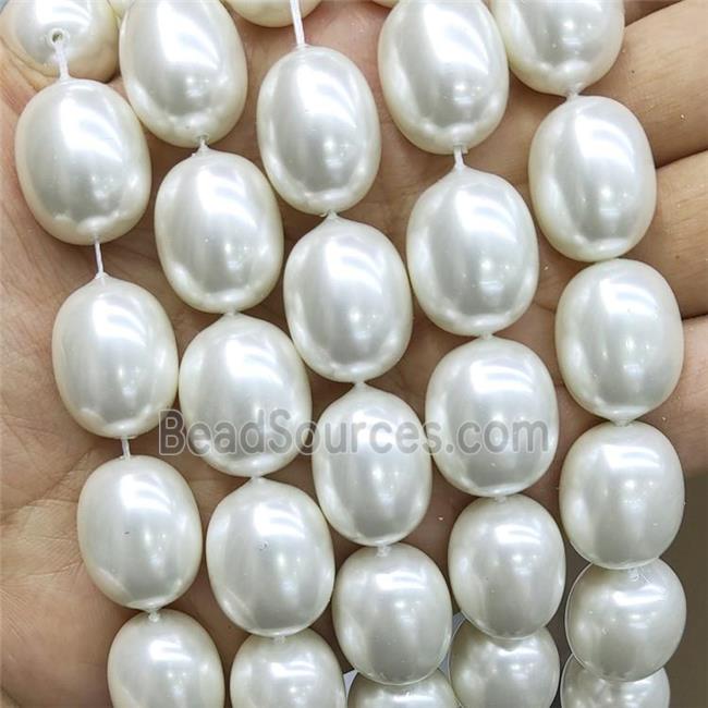 White Pearlized Shell Beads Barrel