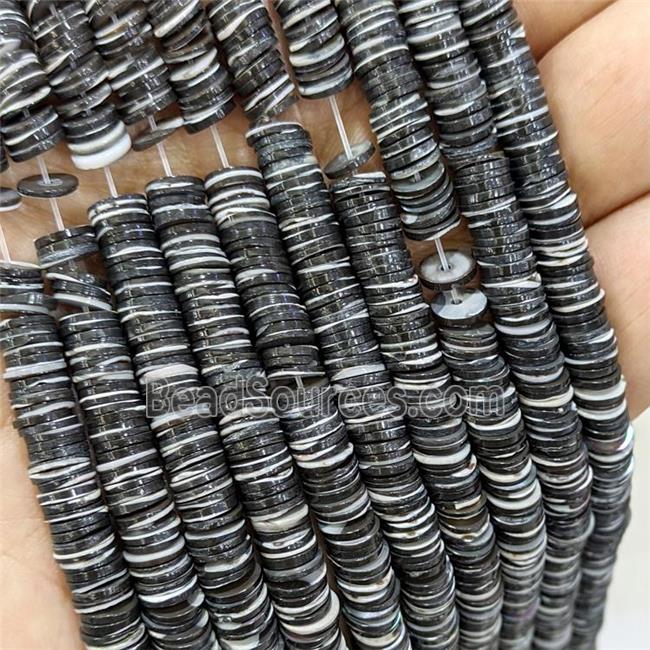 Natural Sea Shell Heishi Beads Black Dye