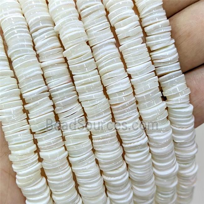 Natural Sea Shell Heishi Beads White