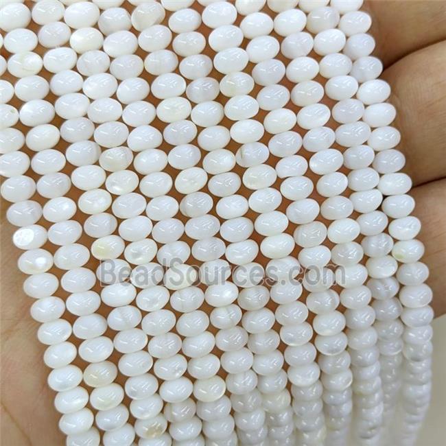 White MOP Shell Beads Smooth Rondelle