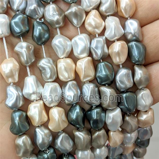 Pearlized Shell Beads Freeform Mixed Color