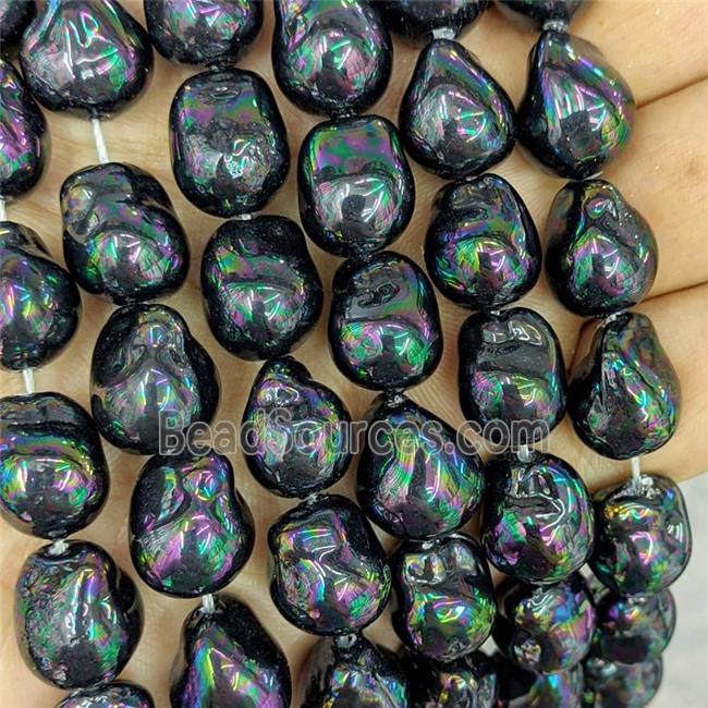 Black Pearlized Porcelain Beads Freeform AB-Color