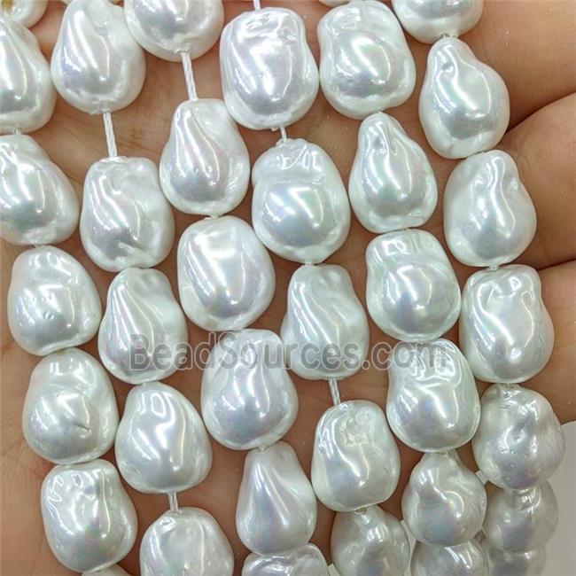 Baroque Style Pearlized Shell Beads White Freeform