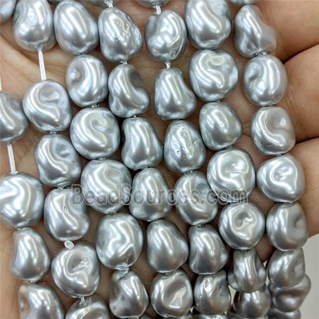 Baroque Style Pearlized Shell Beads Silvergray Freeform