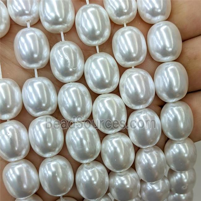 Baroque Style Pearlized Shell Beads Barrel White