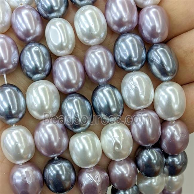 Baroque Style Pearlized Shell Beads Barrel Mixed Color