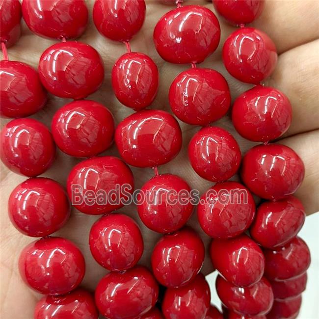 Red Pearlized Shell Potato Beads