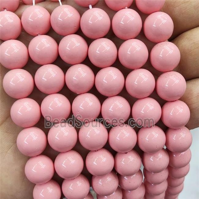 Lt.pink Pearlized Shell Beads Smooth Round