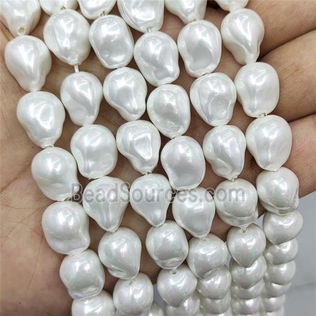 Baroque Style White Pearlized Shell Beads Freeform