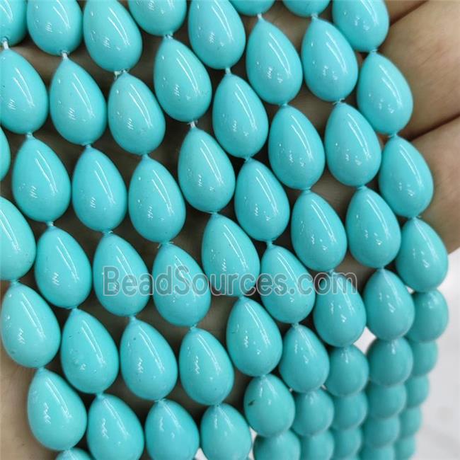 Pearlized Shell Teardrop Beads Teal Dye