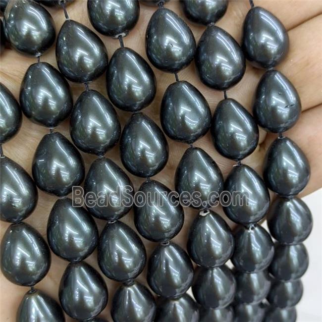 Pearlized Shell Teardrop Beads Black Dye