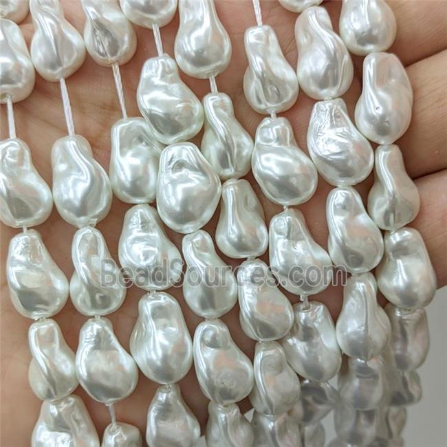 Baroque Style Pearlized Shell Beads White Freeform