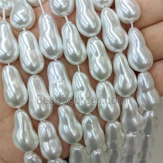 Baroque Style White Pearlized Shell Beads Freeform