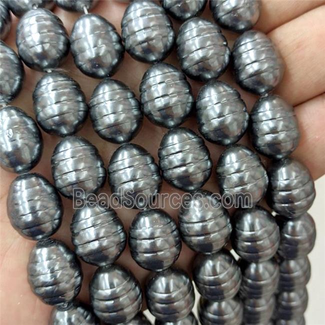 Baroque Style Pearlized Shell Barrel Beads Screw Black Dye