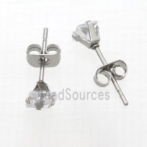 raw stainless steel Stud Earrings with rhinestone