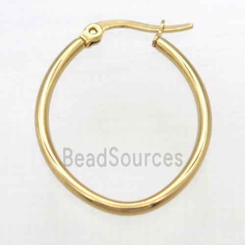 stainless steel Hoop Earrings, oval, gold plated