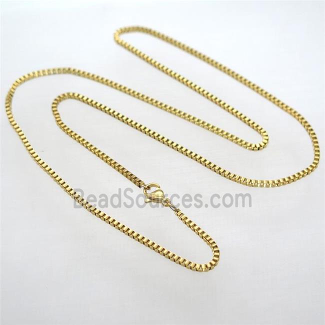 stainless steel necklace chain, box, gold plated