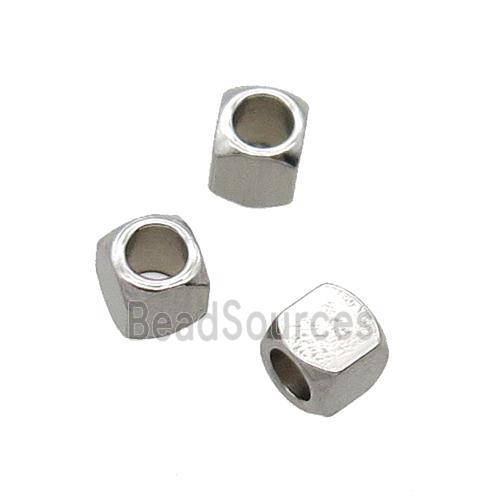 raw stainless steel cube beads