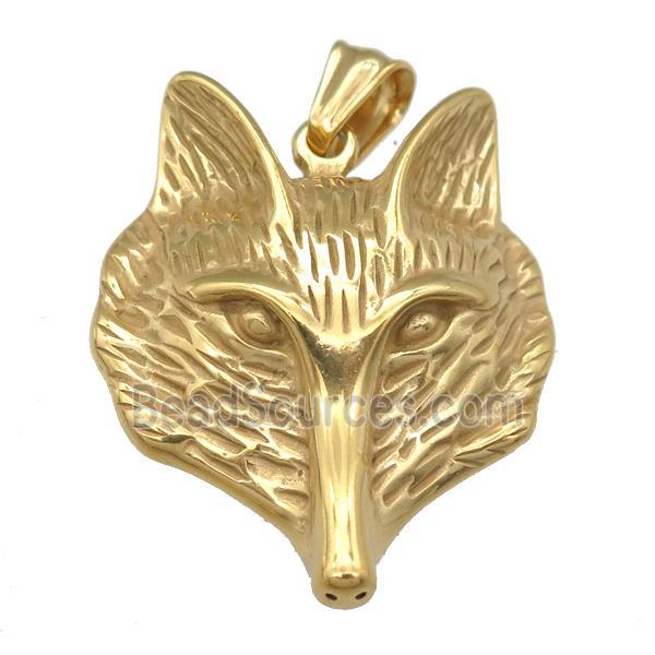 Stainless Steel Foxhead Pendant, Gold Plated