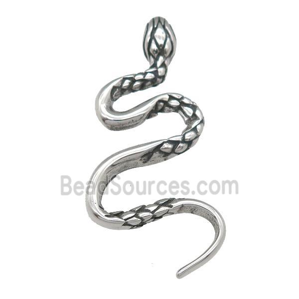 stainless steel snake pendant, antique silver