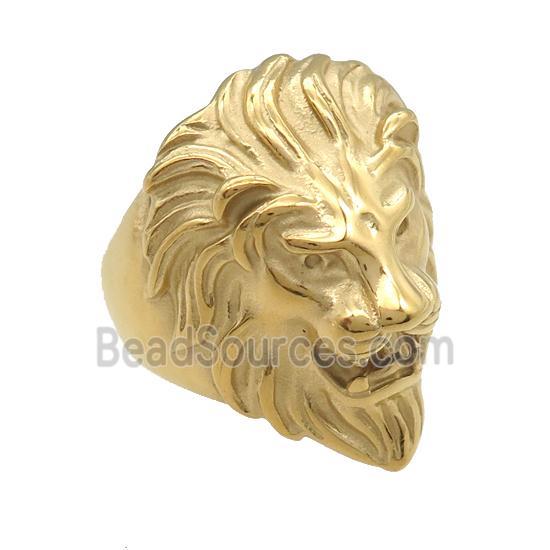 stainless steel Lion Ring, gold plated