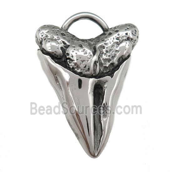 stainless steel Shark-tooth pendant, antique silver