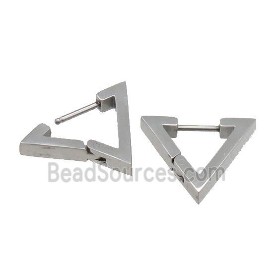 stainless steel Latchback Earring, triangle, platinum plated