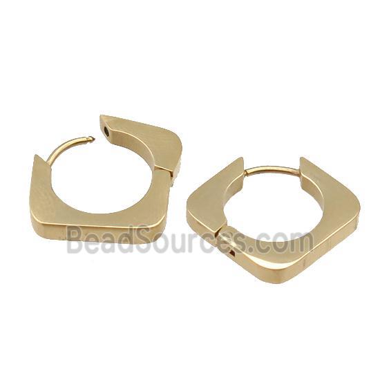 stainless steel Latchback Earring, square, gold plated