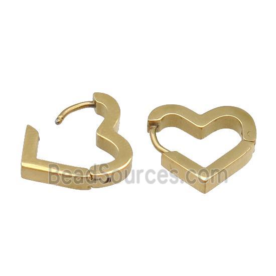 stainless steel Latchback Earring, heart, gold plated