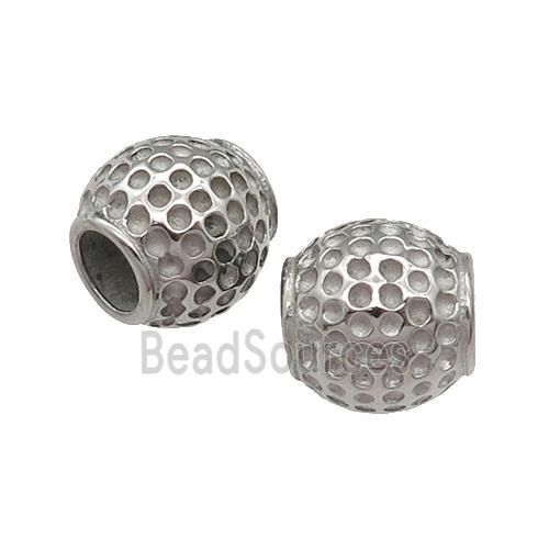 Stainless Steel barrel Beads, silver plated