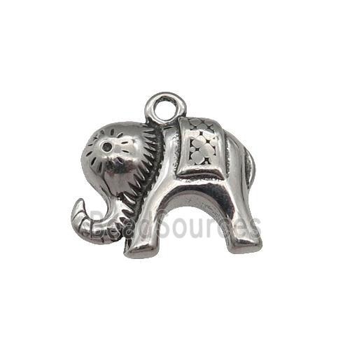 Stainless Steel elephant pendant, antique silver