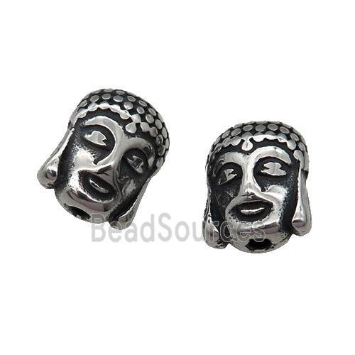 Stainless Steel buddha Beads, antique silver