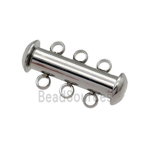 raw Stainless Steel Magnetic Clasp, 3-Strand Slide Tube