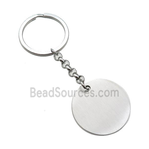 raw Stainless Steel keychain pendant circle