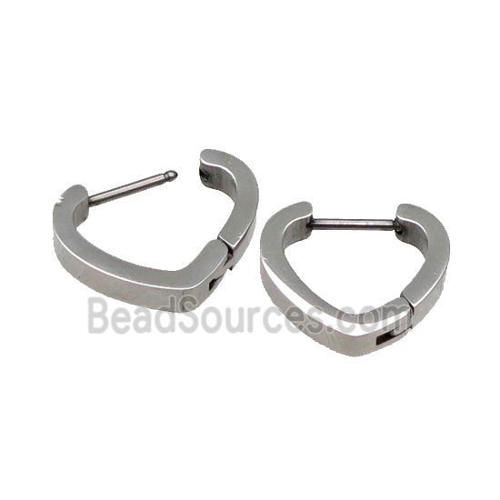 raw Stainless Steel Latchback Earring heart 