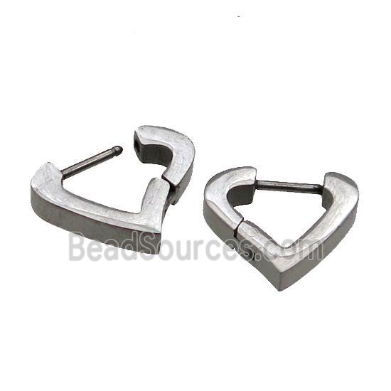 raw Stainless Steel Latchback Earring heart